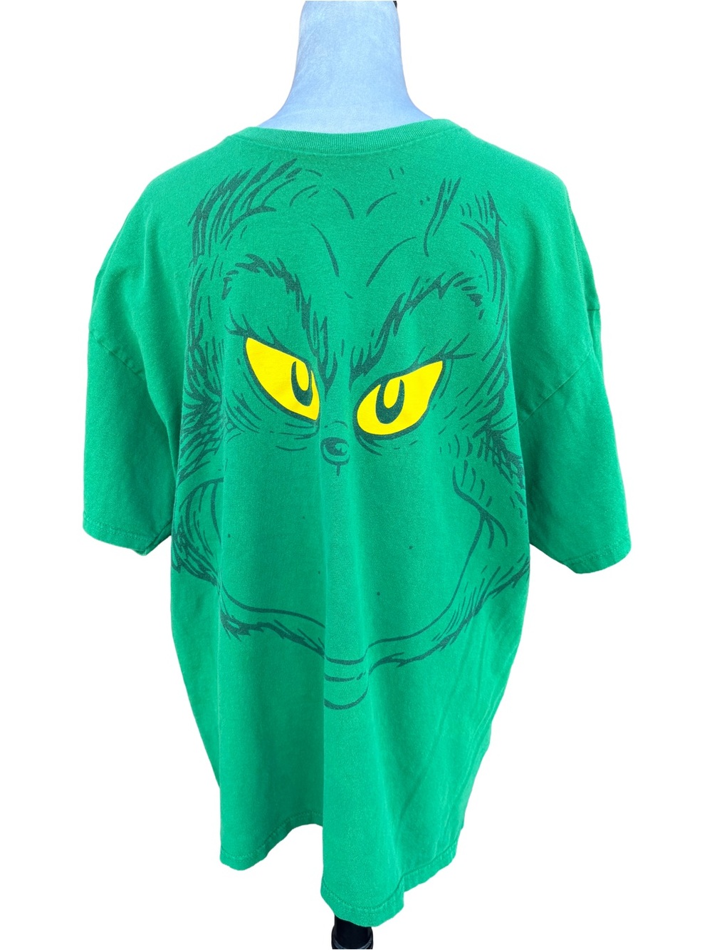 Vintage Dr Seuss The Grinch Graphic Tee Men 2XL Green Y2K Xmas Streetwear